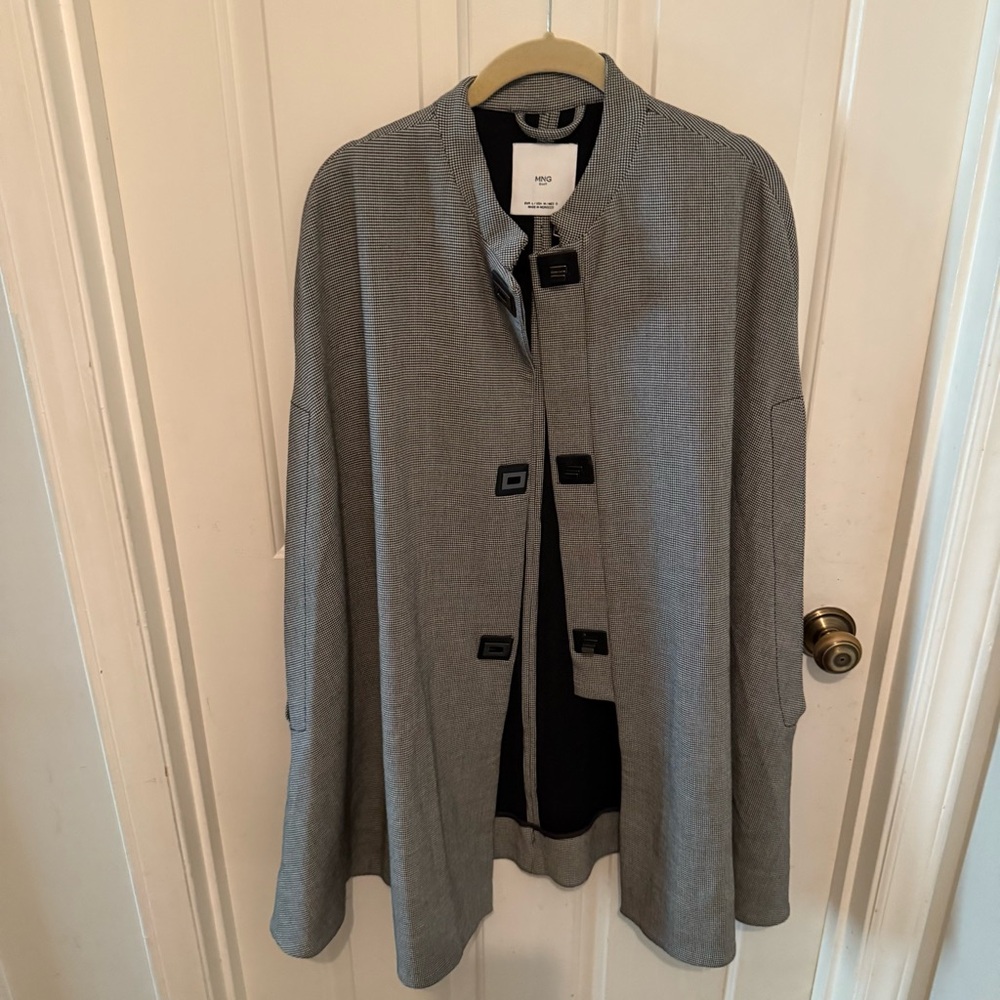 MNG Houndstooth Swing Coat Chic Size M Unique Vintage - Picture 2 of 10